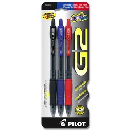 PILOT Pilot Pen Corporation 3 Count Assorted Colors Fine Point G2 Retractable Pens  3 - Pack of 6 31023